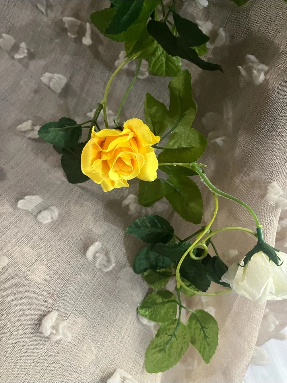77 inch Yellow and White Artificial Rose Garland - Home Accents